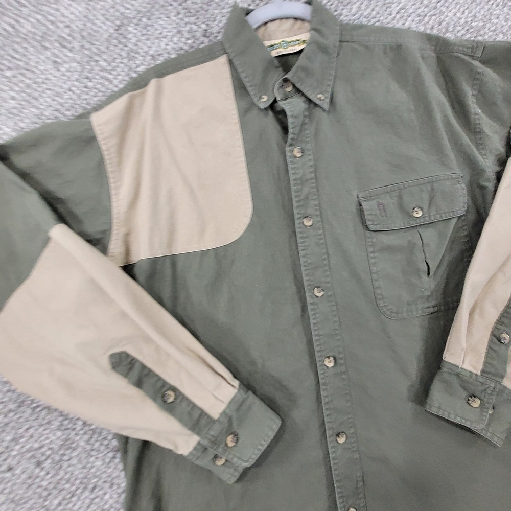 Bob Allen Mens Shooting Shirt Olive Green Tan Recoil Pad Hunting Large